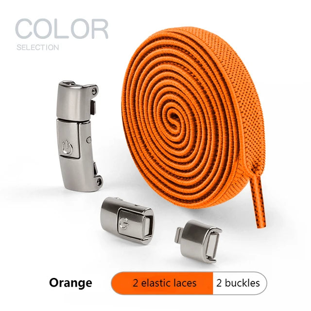 8MM Elastic No Tie Shoe Laces Press Lock Shoelaces with Widened Flat Shoelace