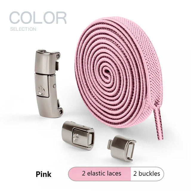 8MM Elastic No Tie Shoe Laces Press Lock Shoelaces with Widened Flat Shoelace